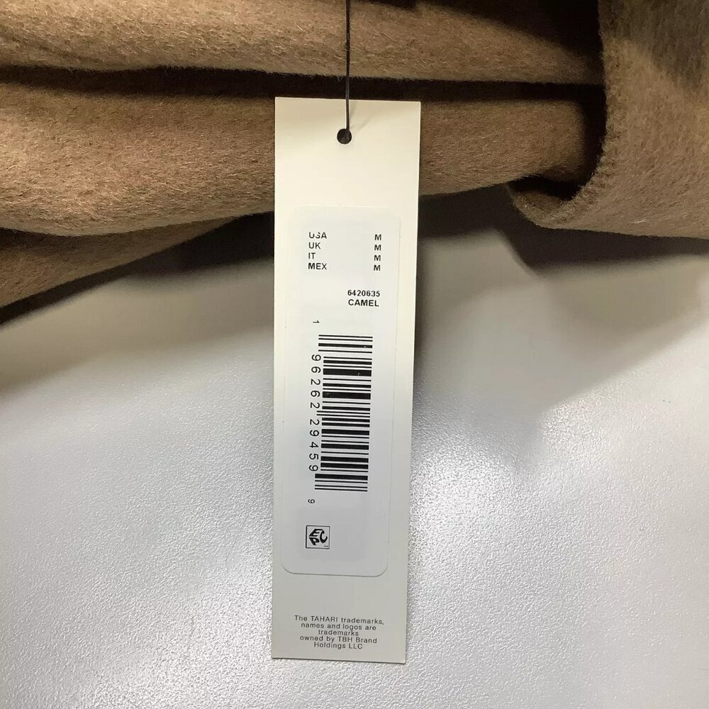 NEW TAHARI Women's Coat Ella Belted Wool Blend Size M Camel - Picture 6 of 7